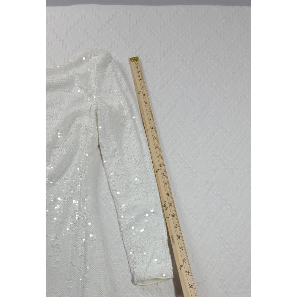 Dress the Population women's Emery white sequin midi dress Size XS graduation - Picture 4 of 12